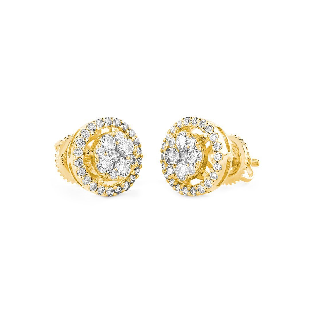Round Pave Halo Earrings